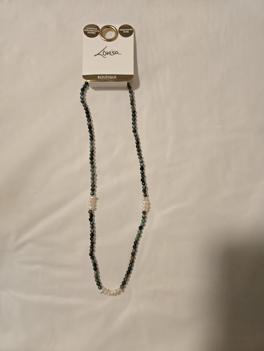 Lovisa Green Bead Necklace with Pearl Accents